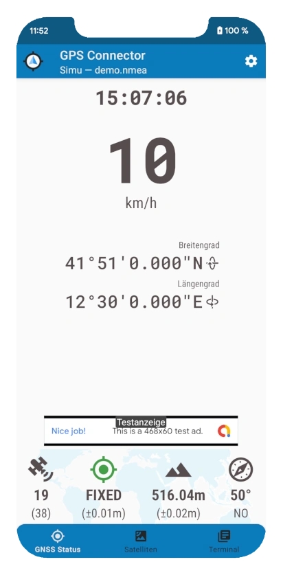 GPS-Connector Screen Status