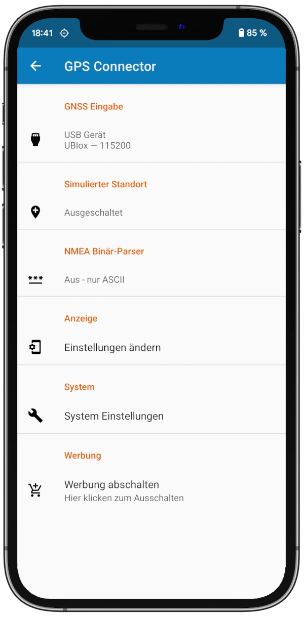 GPS-Connector - Settings